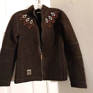 66 North Women's Brown Jacket with Embroidered Accents